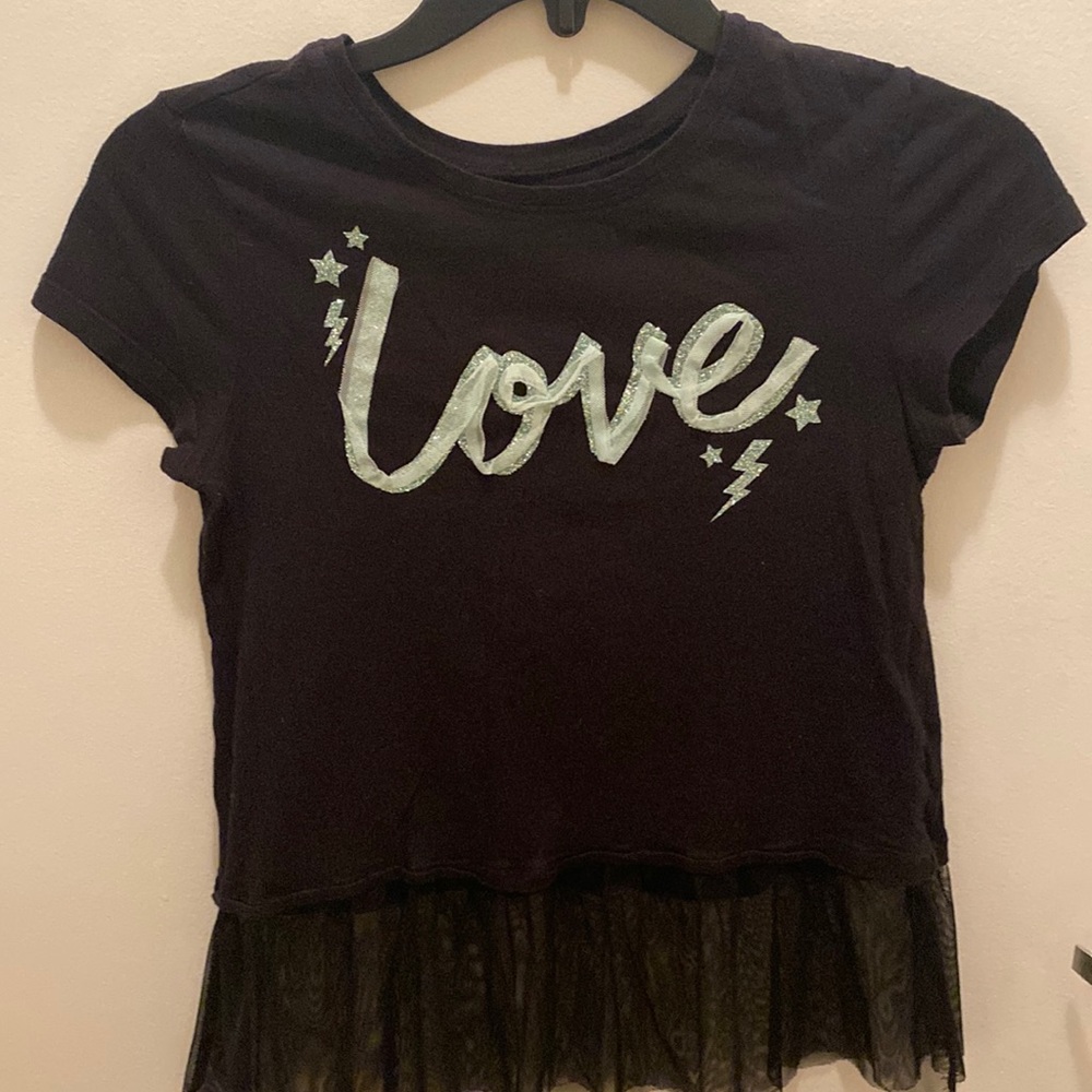 Black,blue and silver shirt by Justice (size 12 kids/teens)